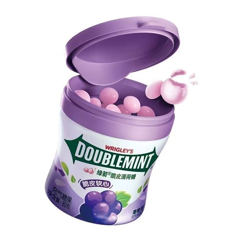 [Self-operated] China WRIGLEY'S DOUBLEMINT Green Arrow Crispy Soft Mint Grape Mint Flavor 80g Breath Freshening Kissing Mouth Clearing Lozenges Refreshing Candy Snack