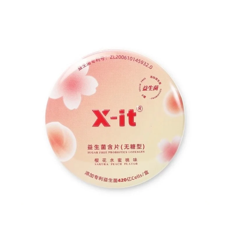 X-it Probiotic Lozenges (Sakura Peach Flavor, Sugar-Free, 21g) - Long-Lasting, Cooling Mints for Fresh Breath