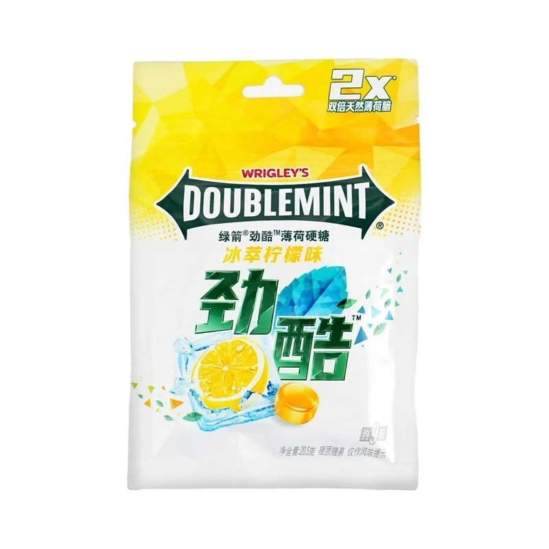 WRIGLEY'S DOUBLEMINT Green Arrow Cool Mint Hard Candy Ice Extract Lemon Flavor 20.5g Double Natural Menthol Freshens Breath and Refreshes