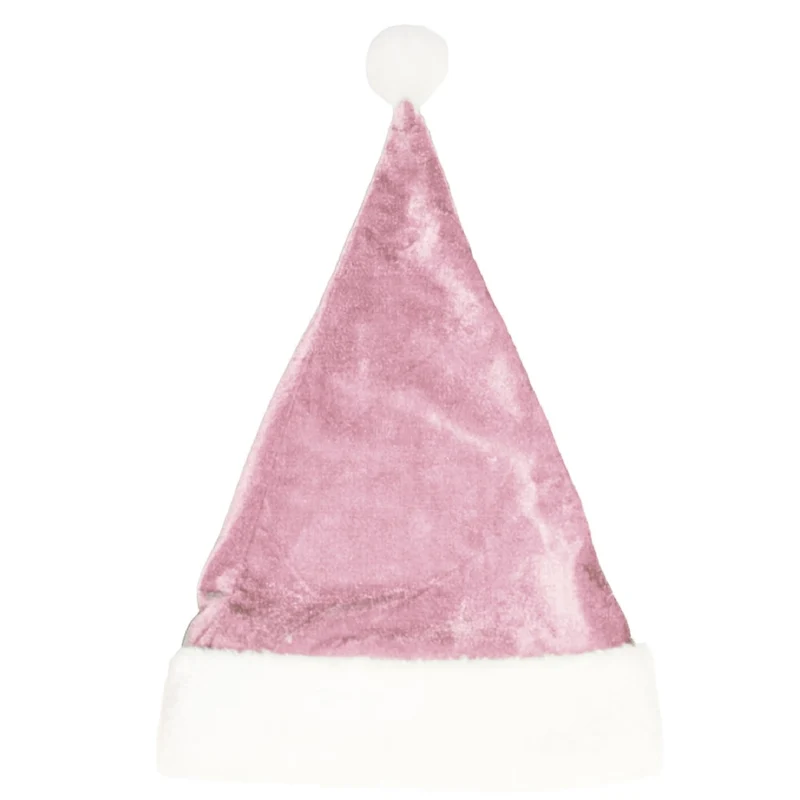 Rosa Samt Weihnachtsmannmütze Kinder