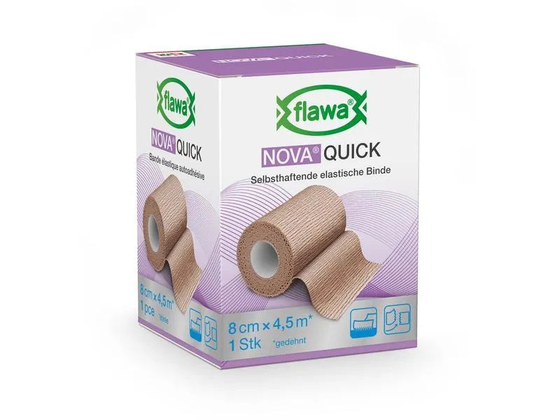 FLAWA Nova Quick, selbsthaftende Fixierbinde, beige, elastisch, 8 cm x 4.5 m, 1 Stück