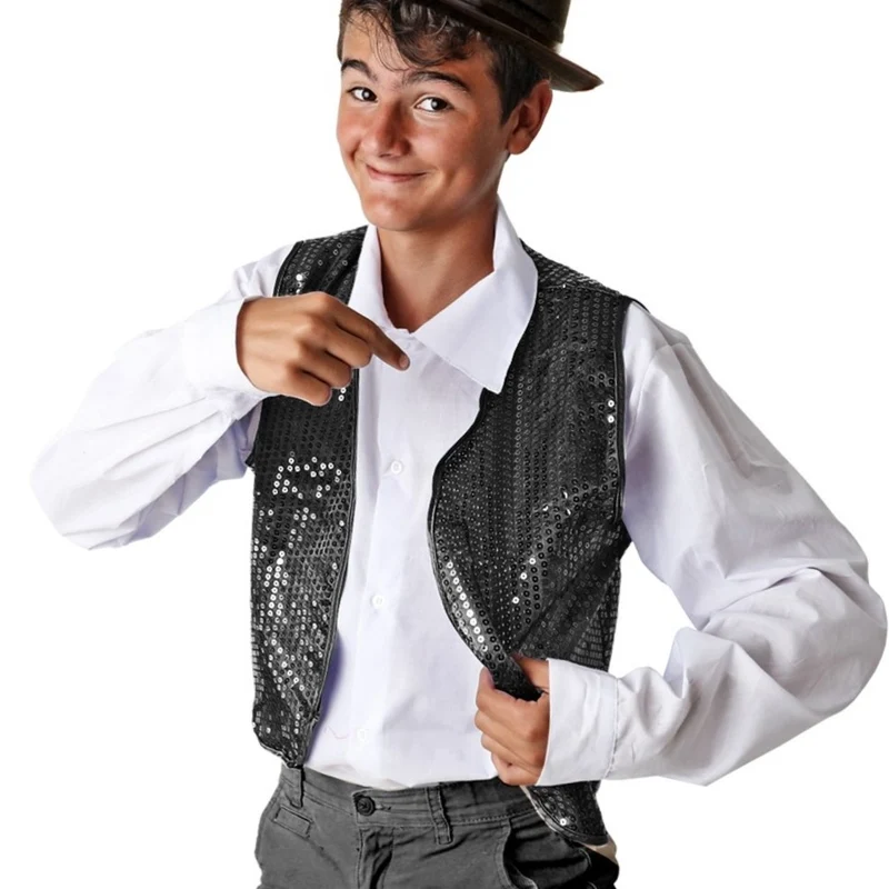 Klassische Schwarze Paillettenweste für Kinder