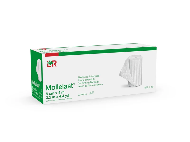 Lohmann Rauscher L&R Mollelast Elastische Fixierbinde, 8 cm x 4 m, 20 Stück