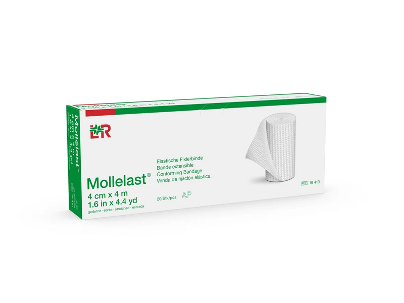 Lohmann Rauscher L&R Mollelast Elastische Fixierbinde, 4 cm x 4 m, 20 Stück