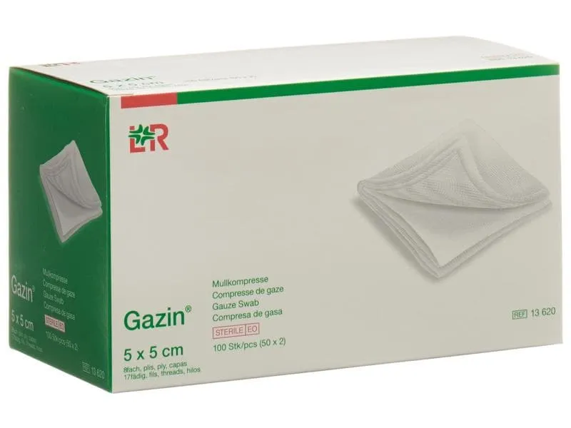 Lohmann Rauscher L&R Gazin Mullkompressen, steril, 5 x 5 cm, 100 Stück