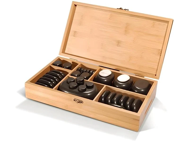 Diverse Hot Stone Massage-Set aus Basaltsteinen, 50 Stück