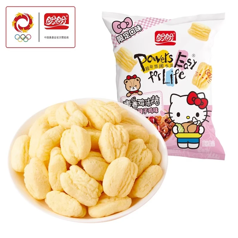PANPAN Hello Kitty Chicken Flavor Wheat Nuggets Guizhou Spicy Chicken Flavor 105g Non-fried Puffed Food