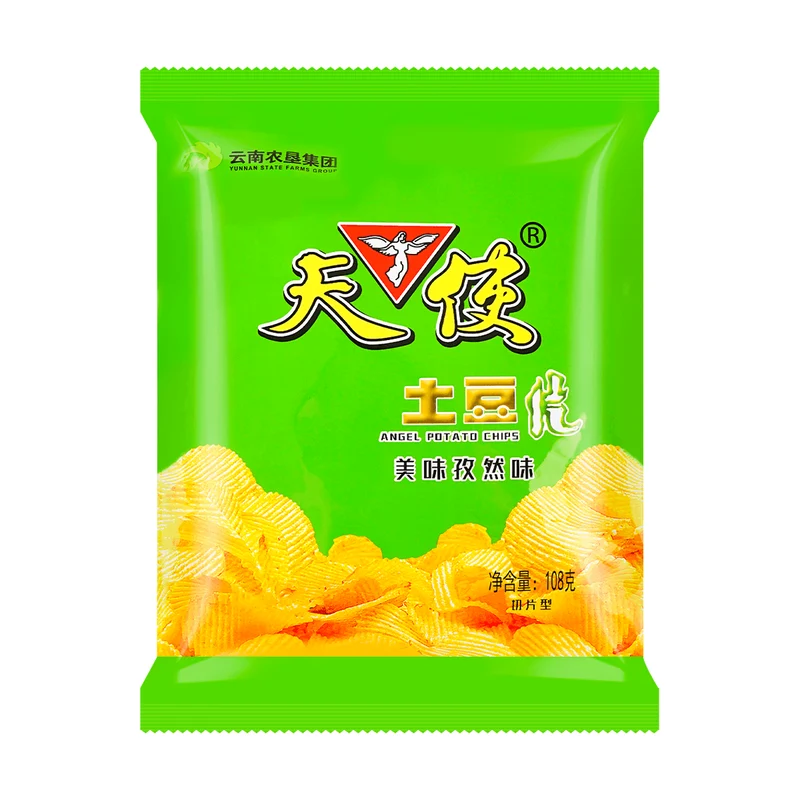 [Self-operated] China Angel Potato Chips Delicious Cumin Flavor Potato Chips 108g Yunnan Specialty Snacks Puffed Food