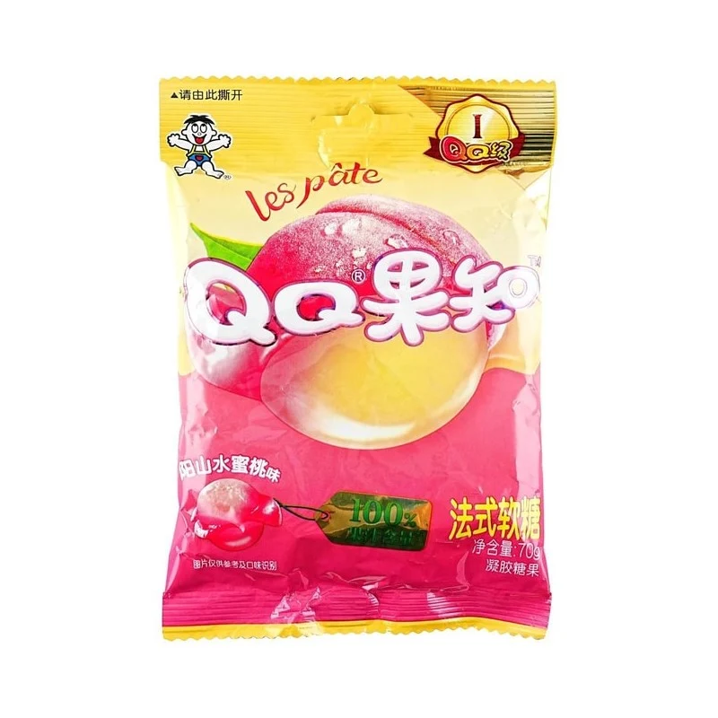 Want Want QQ Fruit French Soft Candy Peeling Candy Yangshan Peach Flavor 70g Gummy Candy Internet Celebrity High-value Children's Snack Candy Snack