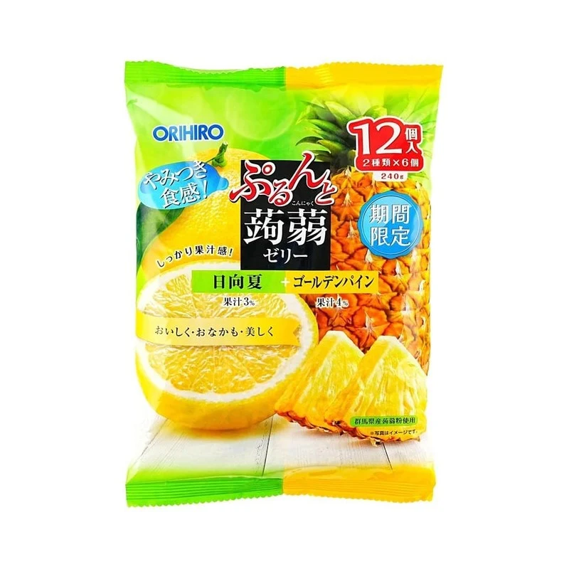 [Self-operated] Japan ORIHIRO Low-calorie Konjac Juice Jelly Hinata Summer Citrus Flavor + Golden Pineapple Flavor 12 pieces Limited Time Low-calorie 0% Fat