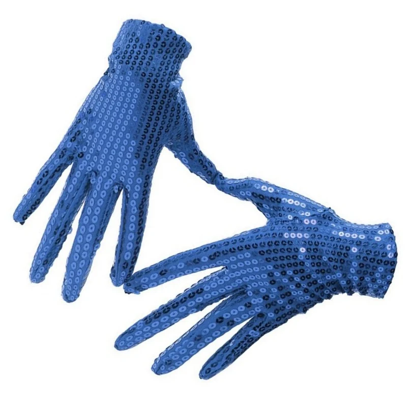 Blaue Pailletten-Handschuhe