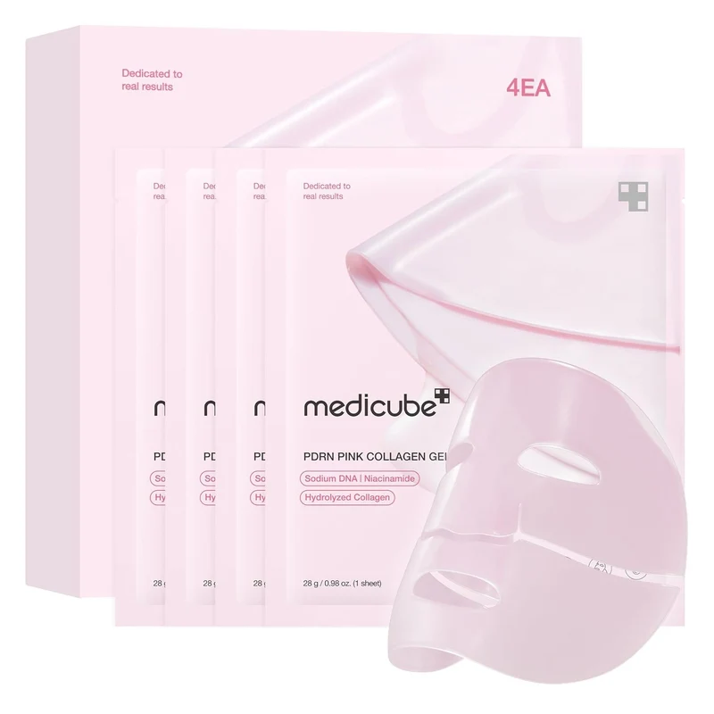 [Self-operated] Korean MEDICUBE Pink Peptide Collagen Gel Mask 4-pack elasticity, firming, improves dullness and fine lines