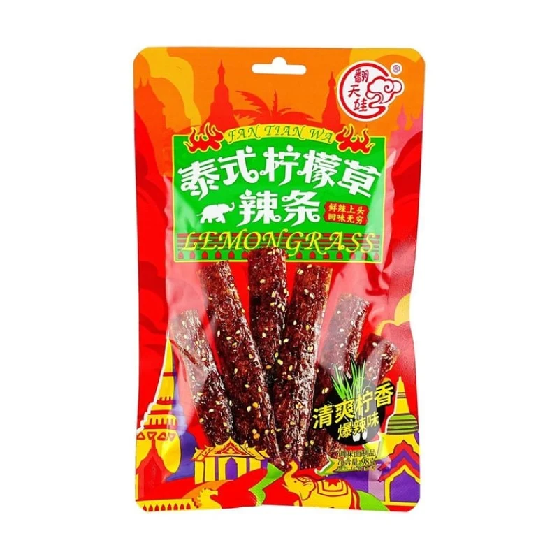 [Self-operated] China Fantianwa Thai lemongrass spicy strips refreshing lemon flavor 98g spicy strips spicy slices childhood classic snacks