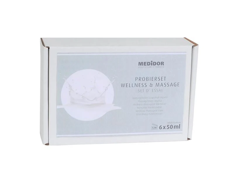 MEDiDOR Probierset Massage und Wellnesslotionen und -Öle, 6 x 50 ml