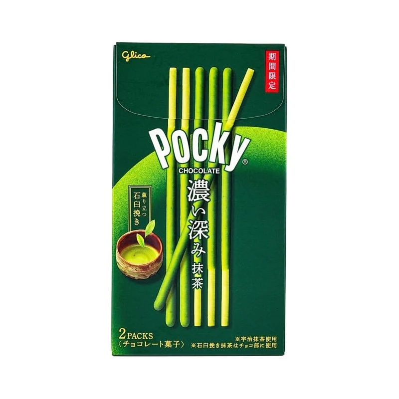 [Self-operated] Japan Glico Pocky Chocolate Coated Biscuit Stick Rich Matcha Flavor 89g Limited Time Children's Biscuit Snack