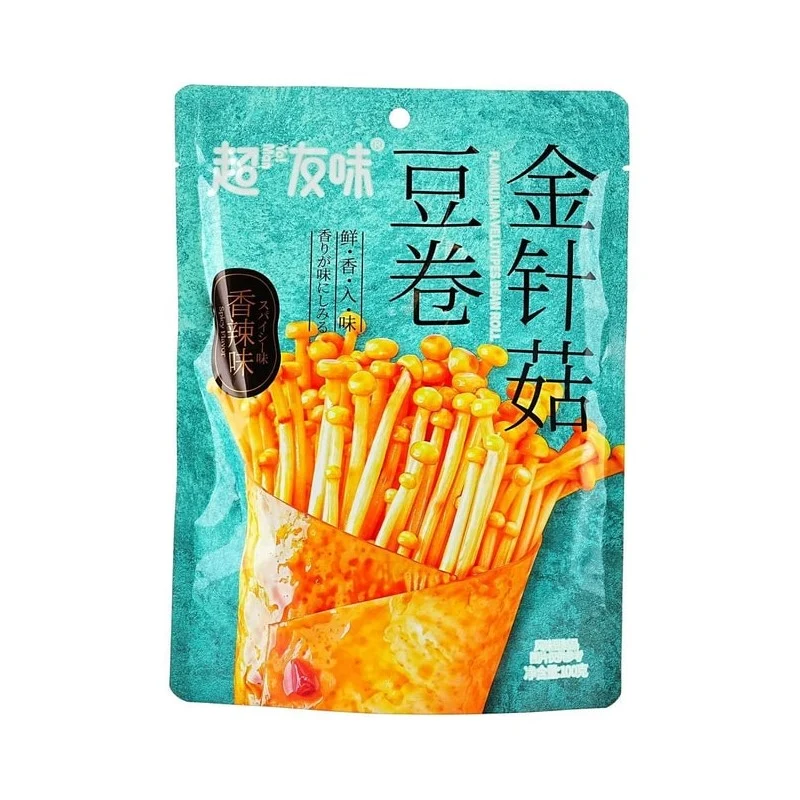 [Self-operated] China Chaoyou Flammulina Mushroom Bean Roll Spicy Flavor 100g Bean Roll Flavor Bean Products Craving Snacks