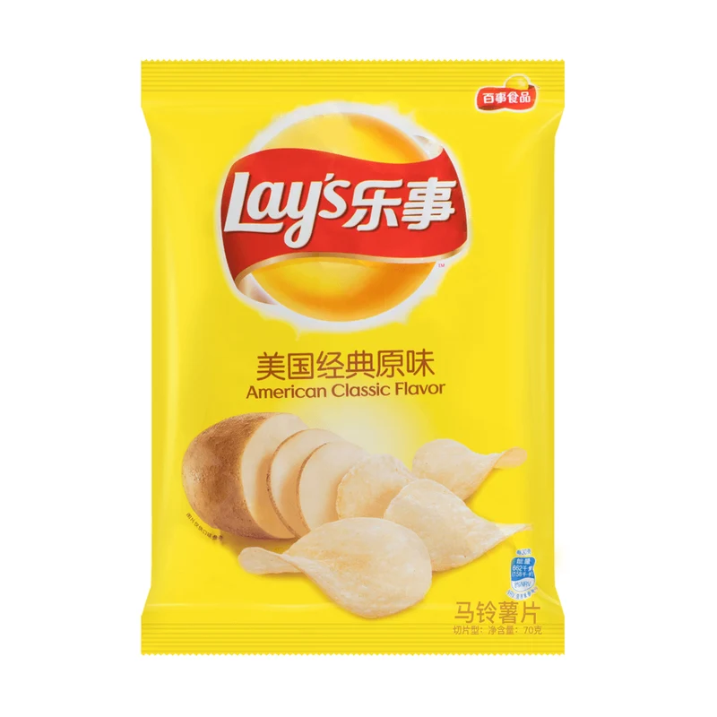 [Self-operated] China PepsiCo LAY'S Potato Chips American Classic Original Flavor 70g/bag Snacks Puffed Food