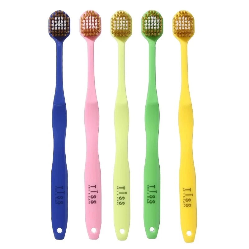 [Self-operated] China TISS Soft Bristle Adult Toothbrush 3+2 Wide Head Ultra-thin Brush Head Soft Bristle Toothbrush Ultra-fine Ultra-soft Interdental Brush Family Pack