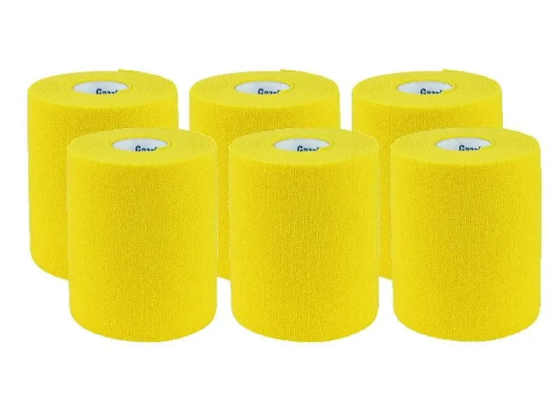 Gazofix Kohäsive elastische FIxierbinde color, gelb, 8 cm x 20 m, 6 Stück