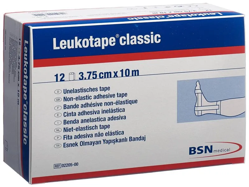 Leukotape Classic Tape, weiss, unelastisch, 3.75 cm x 10 m, 12 Stück