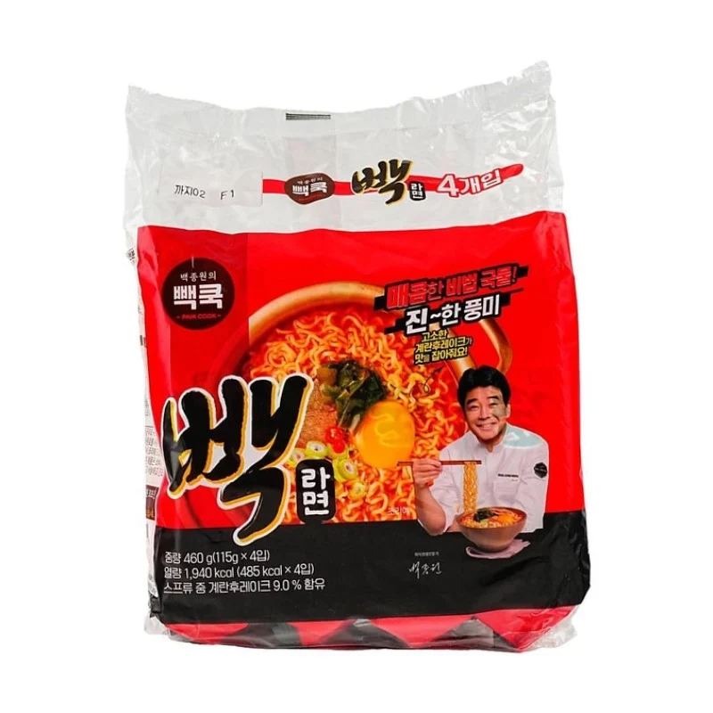 Korean THE BORN PAIK COOK Baek Jong-won's Secret Spicy Ramen 115g*4 bags Korean Ramen Instant Noodles
