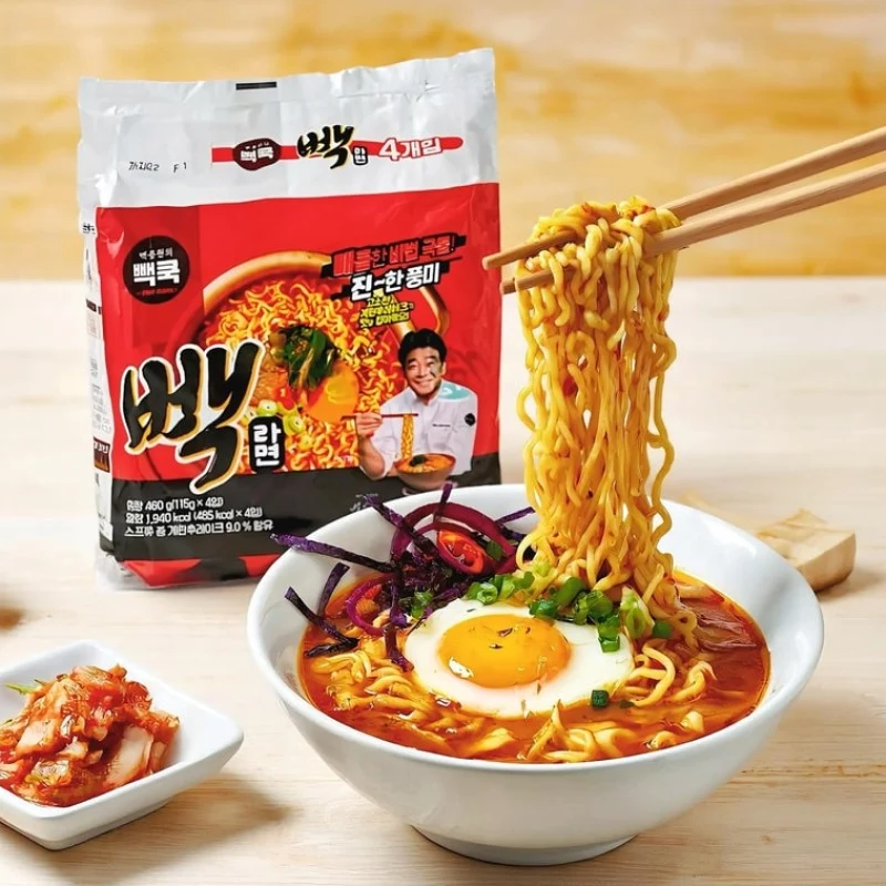 Korean THE BORN PAIK COOK Baek Jong-won's Secret Spicy Ramen 115g*4 bags Korean Ramen Instant Noodles