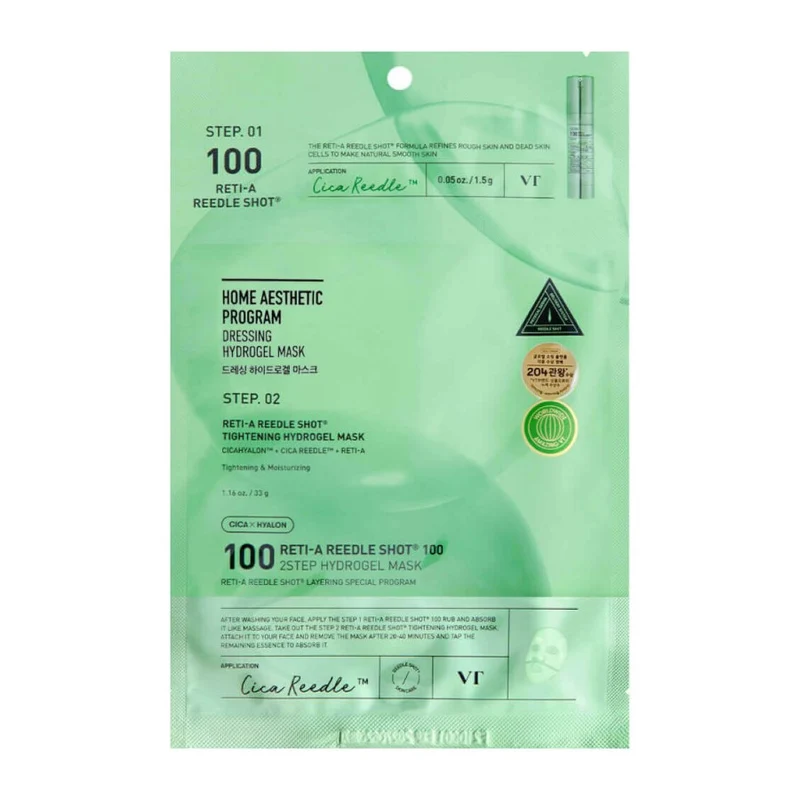 VT Cosmetics Reti-A Reedle Shot Essence Two-Step 100 Microneedle Mask (1 Sheet) - Light Green Retinol Anti-Aging Mask