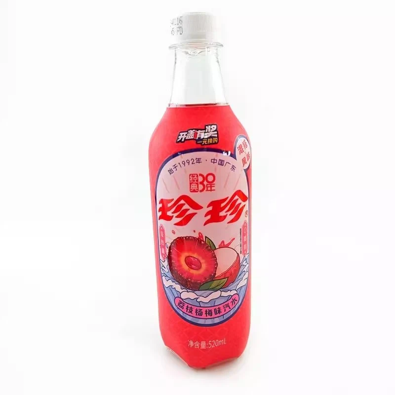 [Self-operated] China ZHENZHEN Zhenzhen classic large bottle series soda lychee bayberry flavor 520ml carbonated beverage childhood nostalgic old soda
