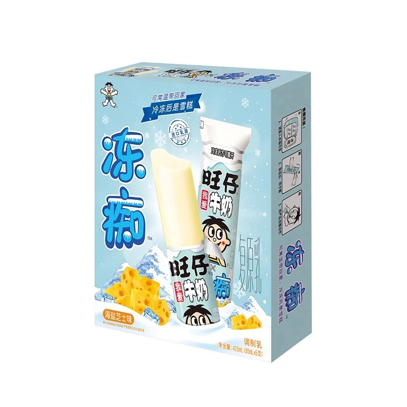 【Self-operated】China Want Want Frozen Milk Sea Salt Cheese Flavor 85ml*5 Children's Popsicle Jelly Sucking Ice
