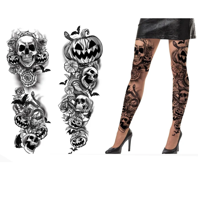 Strumpfhose mit unheimlichen Tattoo-Motiven