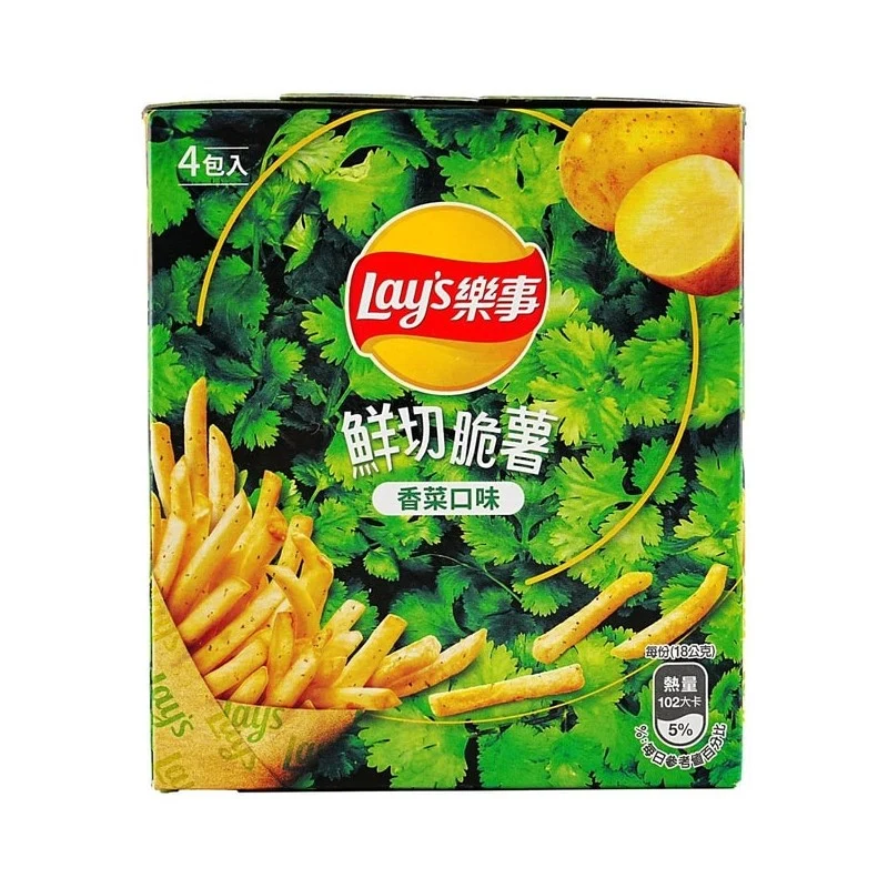 [Self-operated] China Pepsi LAY'S Taiwan version fresh-cut crispy French fries coriander flavor 72g casual snacks puffed food