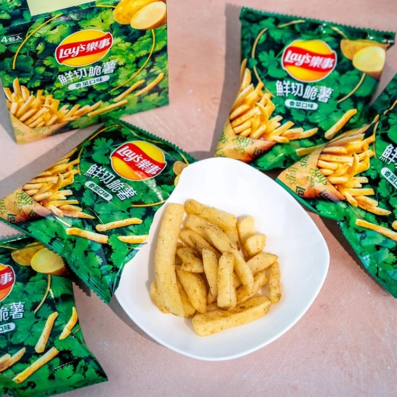 [Self-operated] China Pepsi LAY'S Taiwan version fresh-cut crispy French fries coriander flavor 72g casual snacks puffed food