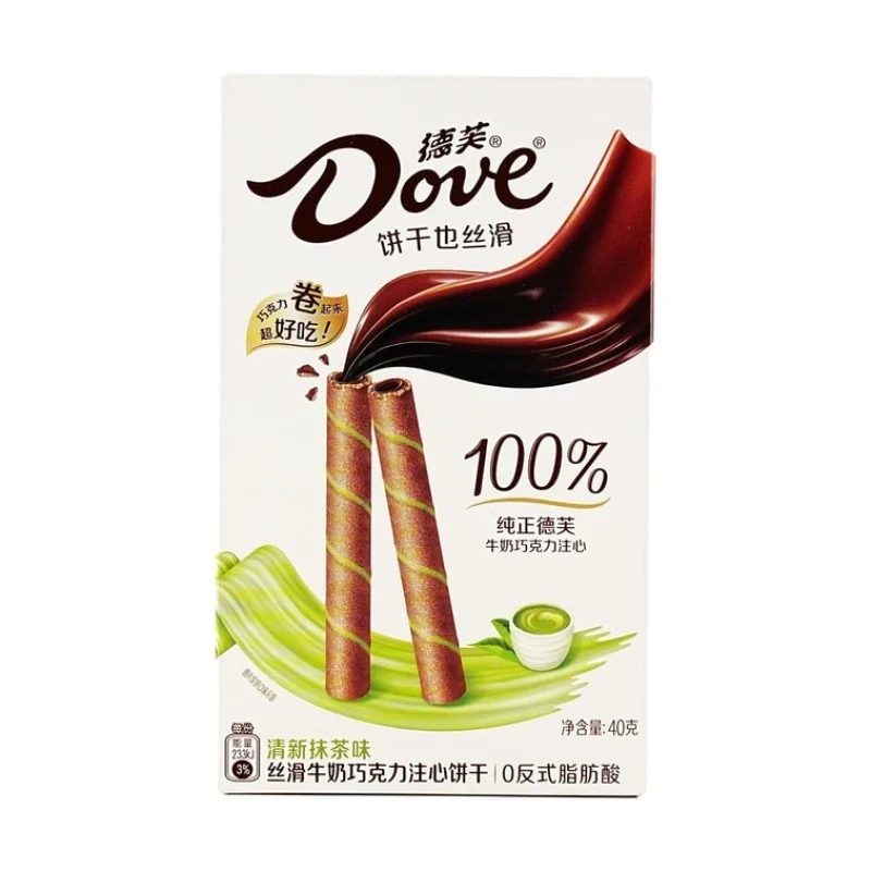 [Self-operated] China DOVE Dove milk chocolate filled biscuits fresh matcha flavor 40g office snacks children's biscuits snacks