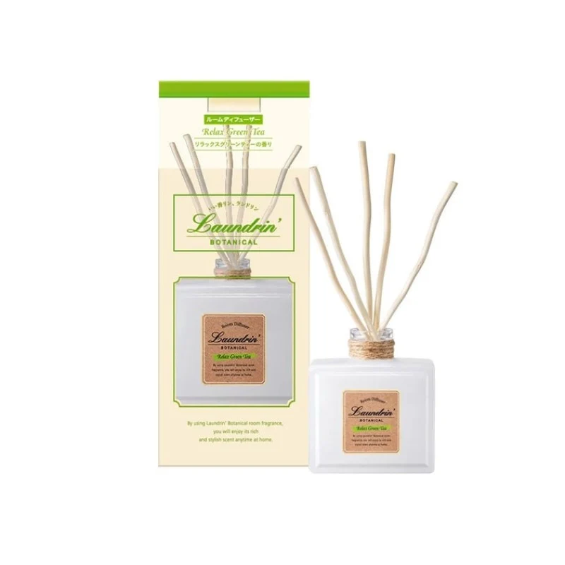 [Self-operated] Japan LAUNDRIN Langdelin indoor rattan diffuser 80ml light green tea flavor fire-free aromatherapy indoor diffuser air freshener aromatherapy fragrance stick