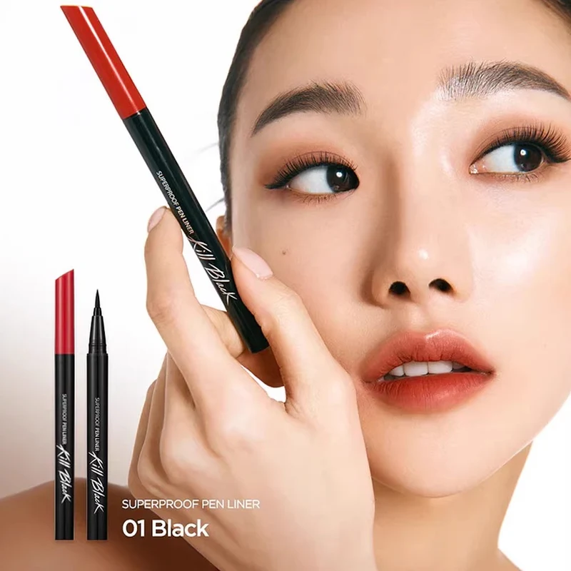 [Self-operated] Korean CLUB CLIO waterproof eyeliner red cap white text version 1 piece #01 Black Black 0.55ml waterproof and anti-smudge long-lasting makeup