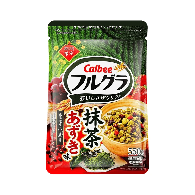 [Self-operated] Japan Calbee Frugra Matcha Red Bean Cereal Season Limited 550g Nutritious Breakfast Oatmeal Hokkaido Red Bean Breakfast Cereal Drink Oatmeal