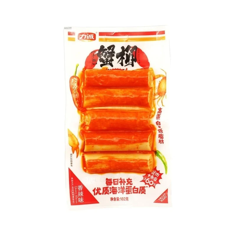 [Self-operated] China REECEN Licheng hand-torn crab sticks spicy flavor 102g low-fat low-calorie crab sticks casual instant seafood specialty hand-torn snacks