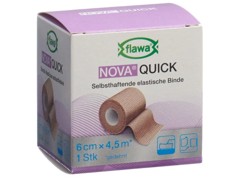 FLAWA Nova Quick, selbsthaftende Fixierbinde, beige, elastisch, 6 cm x 4.5 m, 1 Stück