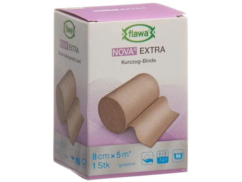 FLAWA Nova Extra Kurzzugbinde, beige, 8 cm x 5 m, 1 Stück