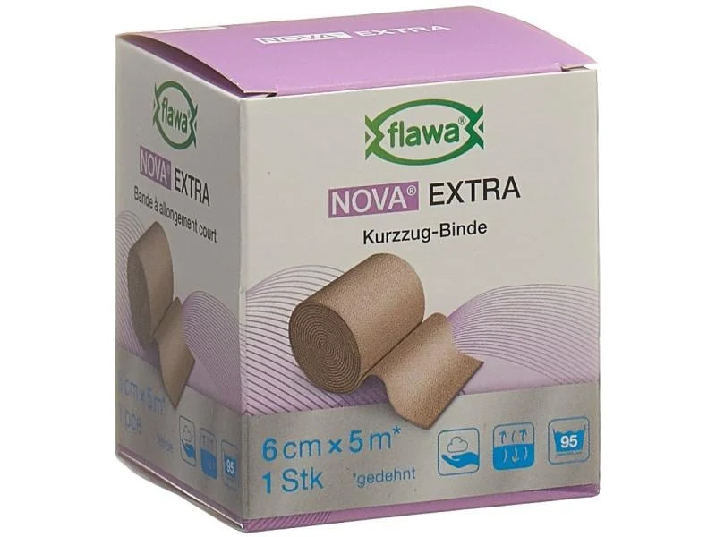 FLAWA Nova Extra Kurzzugbinde, beige, 6 cm x 5 m, 1 Stück