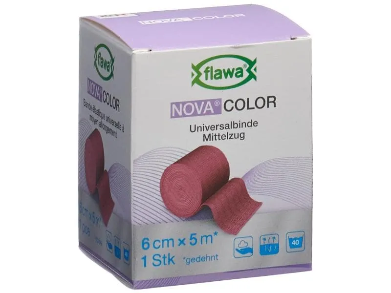 FLAWA Nova Color Universalbinde Mittelzug, rot, 6 cm x 5 m, 1 Stück