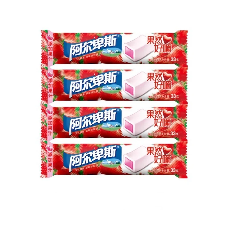 [Self-operated] China AEBS Alps really chewy soft candy strawberry flavor 33g/piece Internet celebrity fruit milk candy children's snacks wedding candy candy