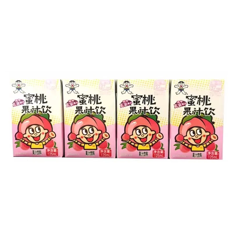 【Self-operated】China Want Want Peach Juice Drink 125ml*4 Summer thirst-quenching fruity drink for children