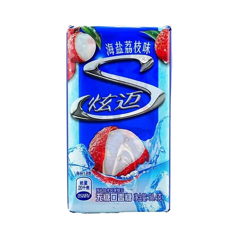 [Self-operated] China Stride Xuanmai Sea Salt Lychee Flavor 28 Pieces Sugar-free Chewing Gum Fresh Breath Kissing Mouth Lozenges Cool Candy Snacks