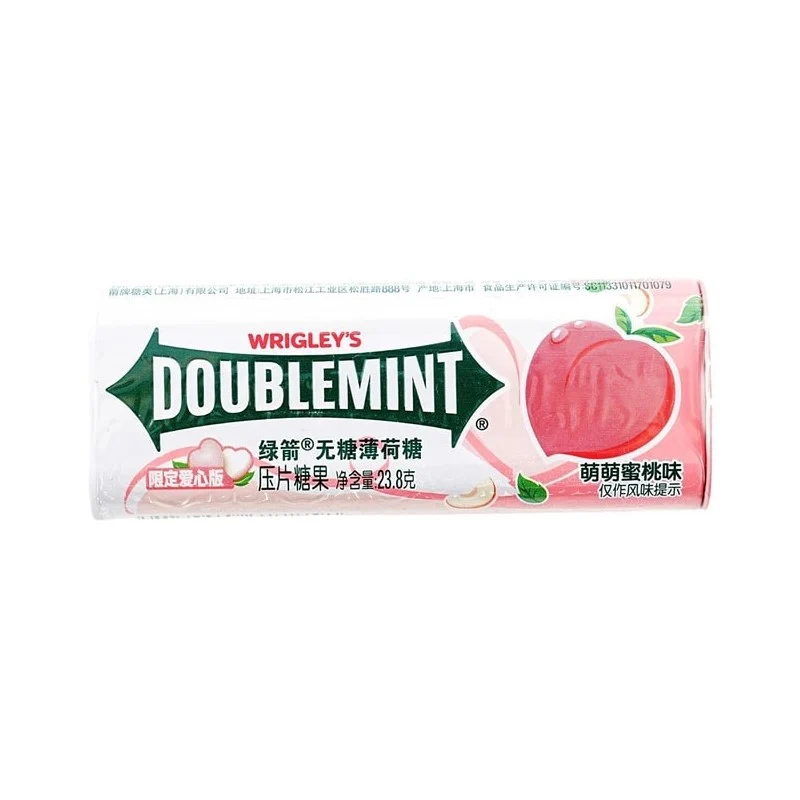 [Self-operated] China WRIGLEY'S DOUBLEMINT Green Arrow Sugar-free Mint Strawberry Mint Flavor 23.8g Iron Box Breath Freshening Kissing Mouth Cleansing Lozenges Refreshing Candy Snacks