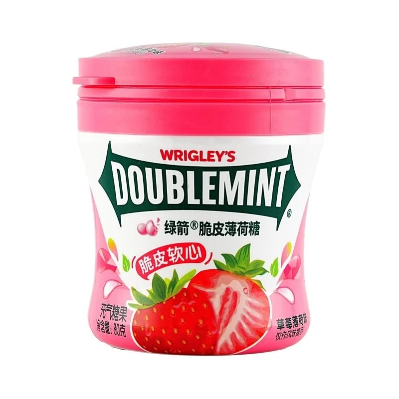 [Self-operated] China WRIGLEY'S DOUBLEMINT Green Arrow Crispy Soft Mint Strawberry Mint Flavor 80g Breath Fresh Kissing Mouth Lozenges Refreshing Candy Snacks