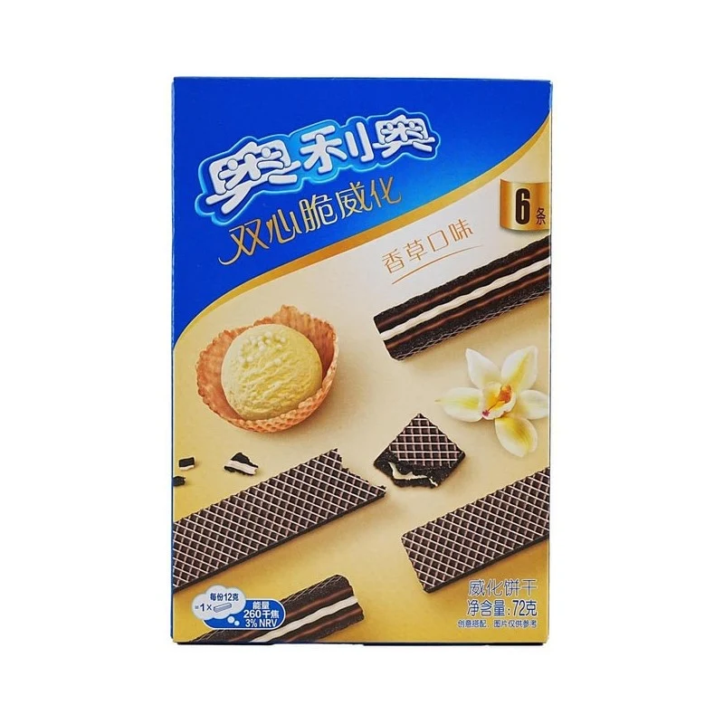 [Self-operated] Chinese Oreo Double Heart Crisp Wafer Cookies Vanilla Flavor 72g Wafer Sandwich Cookies Snack