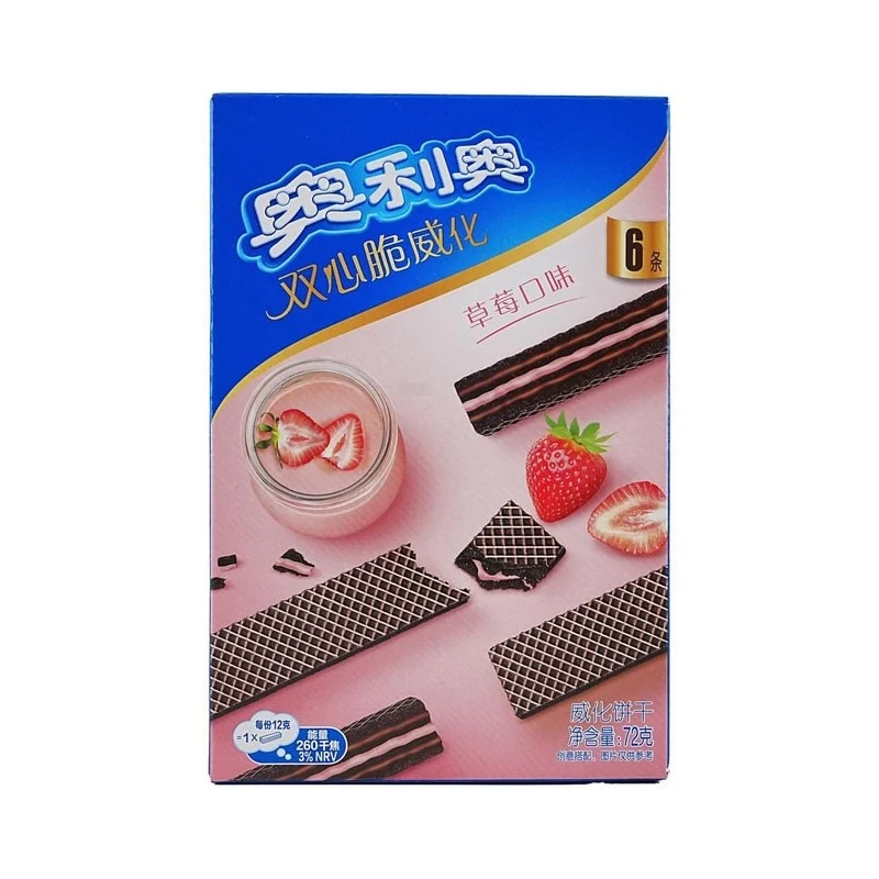 [Self-operated] Chinese Oreo Double Heart Crispy Wafer Biscuits Strawberry Flavor 72g Wafer Sandwich Biscuits Snacks