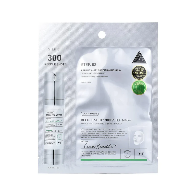 [Self-operated] South Korea VT COSMETICS Wei Di Essence Two-step 300 Micro-needle Mask 1 piece to improve pores, control oil and rejuvenate the skin