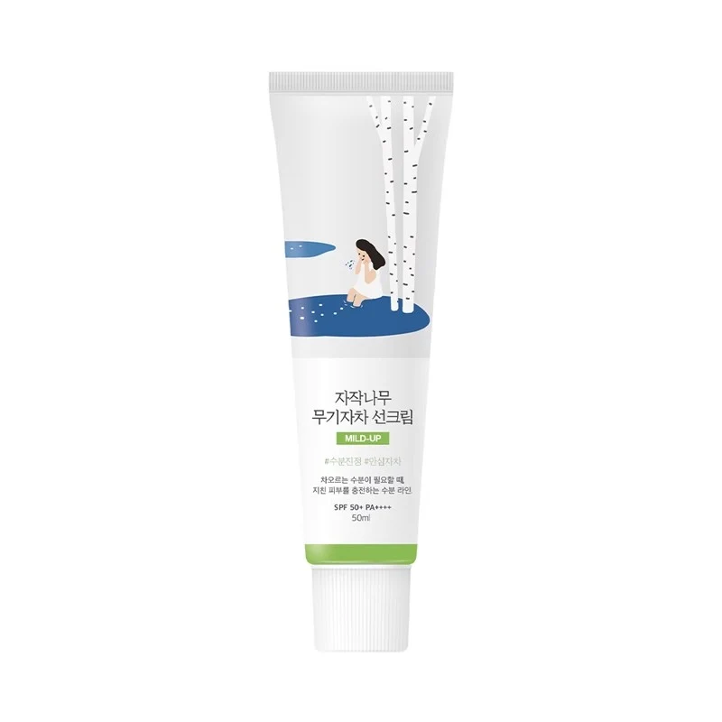 [Self-operated] South Korea ROUND LAB Rouenlai Dokdo Birch Tree Hydrating Calming Sunscreen 50ml SPF50+ PA++++ Facial Isolation Lotion Anti-ultraviolet Light and Moisturizing Sensitive Skin Available